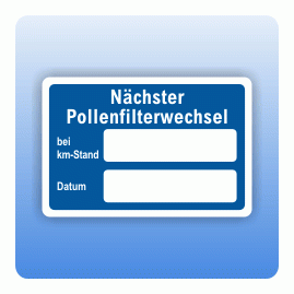 Serviceaufkleber Nächster Pollenfilterwechsel