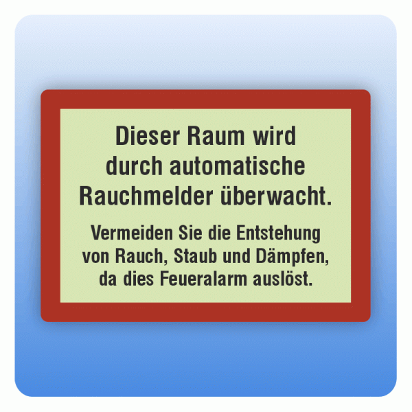 Feuerwehrzeichen Raum wird durch automatische Rauchmelder überwacht