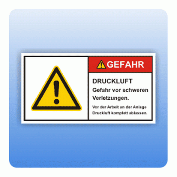 Sicherheitszeichen Druckluft (ISO 3864-2) Aufkleber