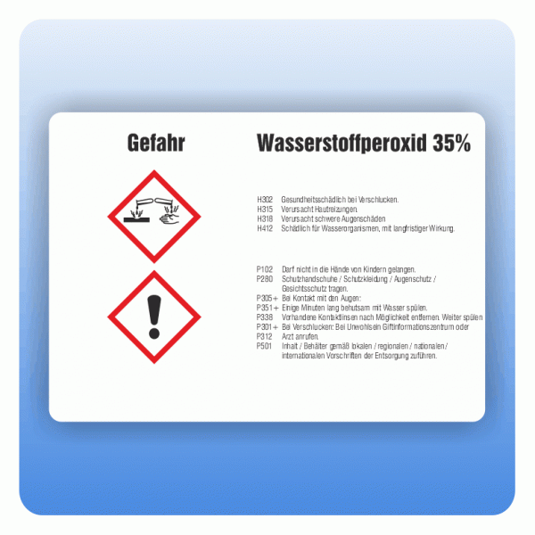 Gefahrstoffaufkleber Wasserstoffperoxid 35 Prozent für Behälter ab 500 Liter