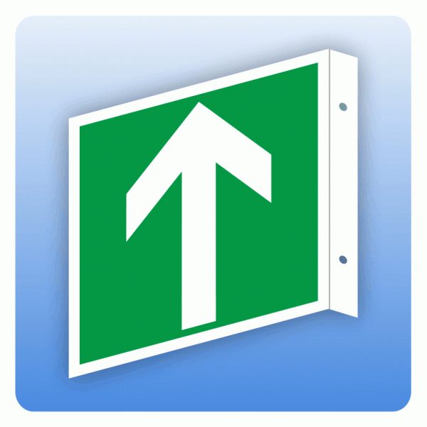 Fahnenschild Rettungszeichen Pfeil nach oben