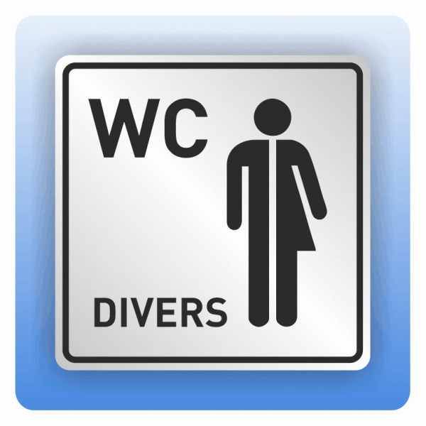 Symbolschild mit Piktogramm WC Divers aus Alu