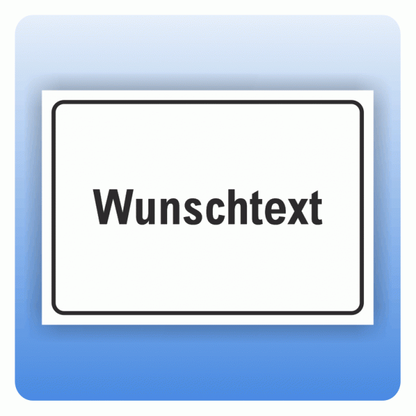 Aufkleber Wunschtext einzeilig weiss mit schwarzer Umrandung