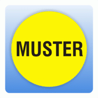 Qualitätssicherung Aufkleber "MUSTER" rund in gelb