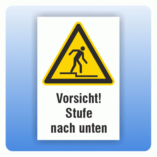 Kombi Warnschild W070 Warnung vor Stufe nach unten