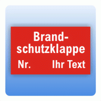 Gravurschild Brandschutzklappe mit Wunschtext