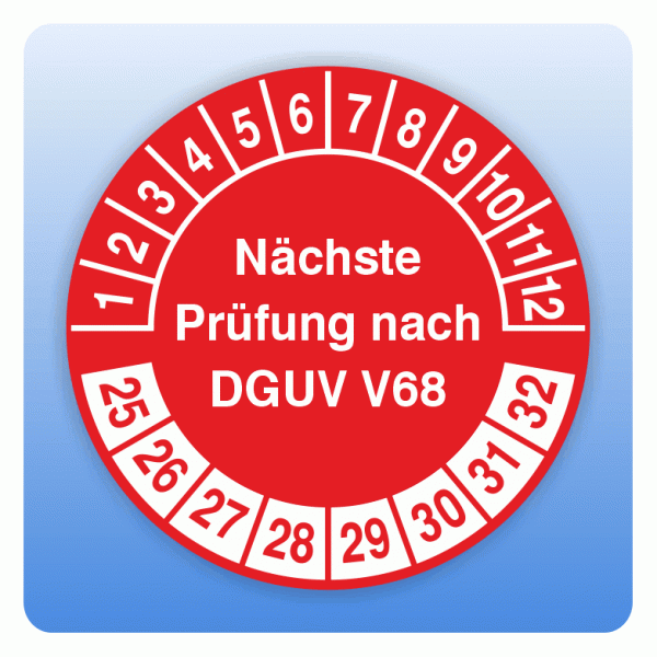 Prüfplakette Nächste Prüfung nach DGUV V68 Flurförderfahrzeuge