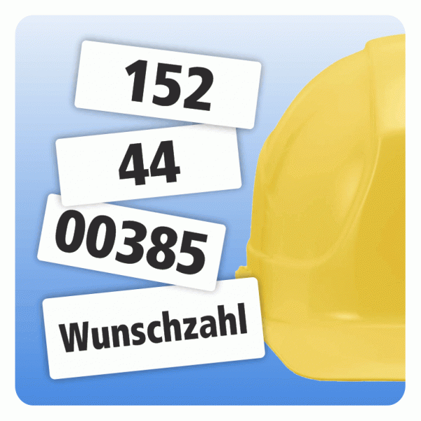 Aufkleber für Bauhelme mit fortlaufender Nummerierung