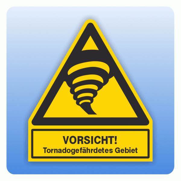 Kombi Warnsymbol Vorsicht Tornadogefährdetes Gebiet W074