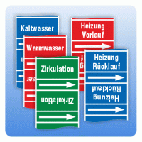 Rohrbanderolen-Set für Heizungsanlagen (5 Rollen a 5 m) Rohrbanderolen-Set für Heizungsanlagen (5 Rollen a 5 m)