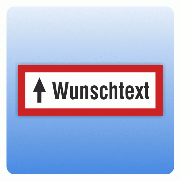 Feuerwehrzeichen Wunschtext mit Pfeil nach oben nach DIN 4066