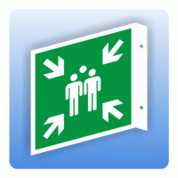 Fahnenschild Rettungszeichen E007 Sammelstelle ISO 7010