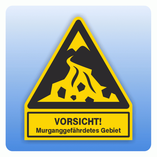 Kombi Warnsymbol Vorsicht Murganggefährdetes Gebiet W076