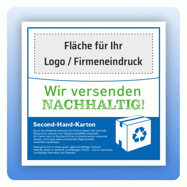 Versandaufkleber Wir versenden nachhaltig individuell mit Firmeneindruck