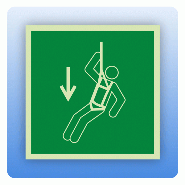 Rettungszeichen E073 Notfall-Klettergeschirr ISO 7010