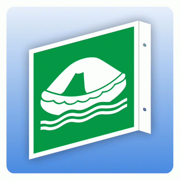 Fahnenschild Rettungszeichen E038 Rettungsfloß ISO 7010