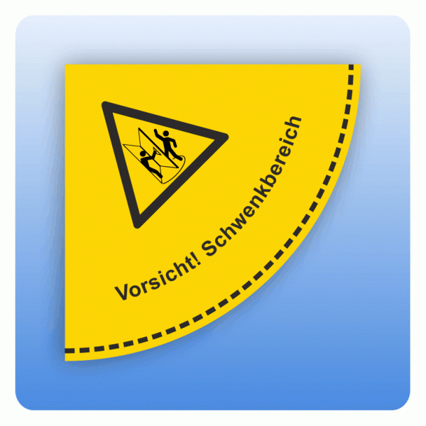 Bodenaufkleber Vorsicht! Schwenkbereich für Bewegungsbereich Tür