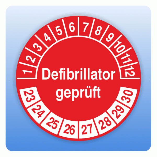 Prüfplakette Defibrillator geprüft