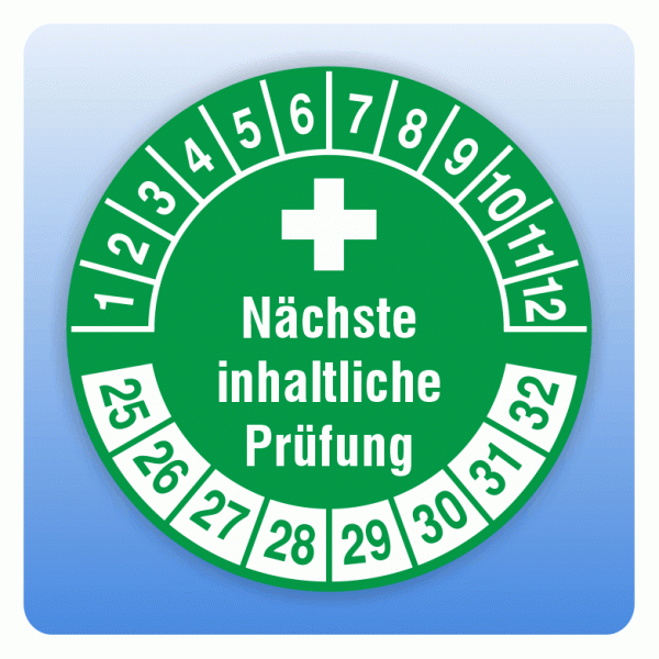 Prüfplakette Nächste inhaltliche Prüfung für Verbandskasten