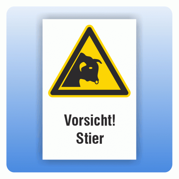 Kombi Warnschild Vorsicht Stier W034