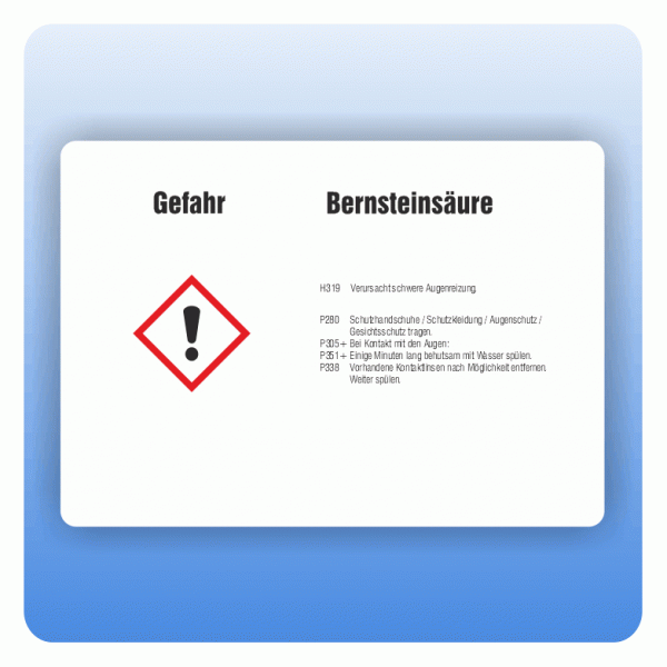 Gefahrstoffaufkleber Bernsteinsäure für Behälter bis 3 Liter