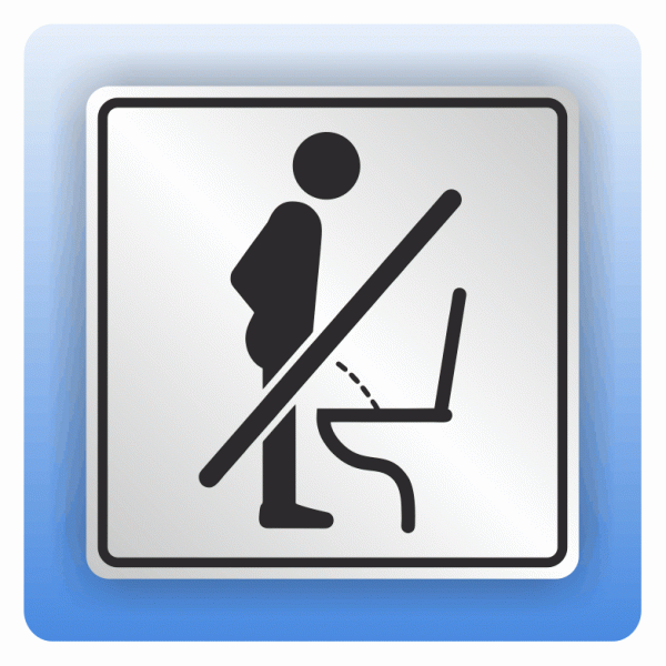 Symbolschild mit Piktogramm Nicht im stehen pinkeln aus Alu
