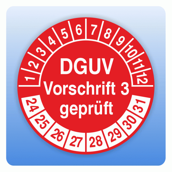 Prüfplakette DGUV Vorschrift 3 geprüft