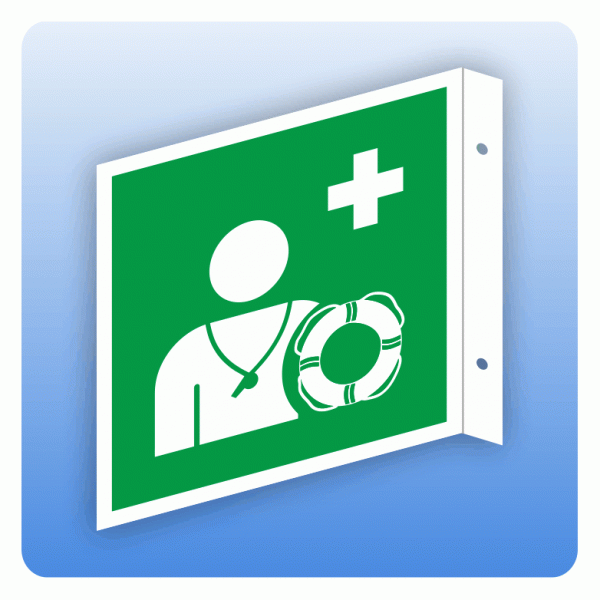 Fahnenschild Rettungszeichen E075 Rettungsschwimmer ISO 7010